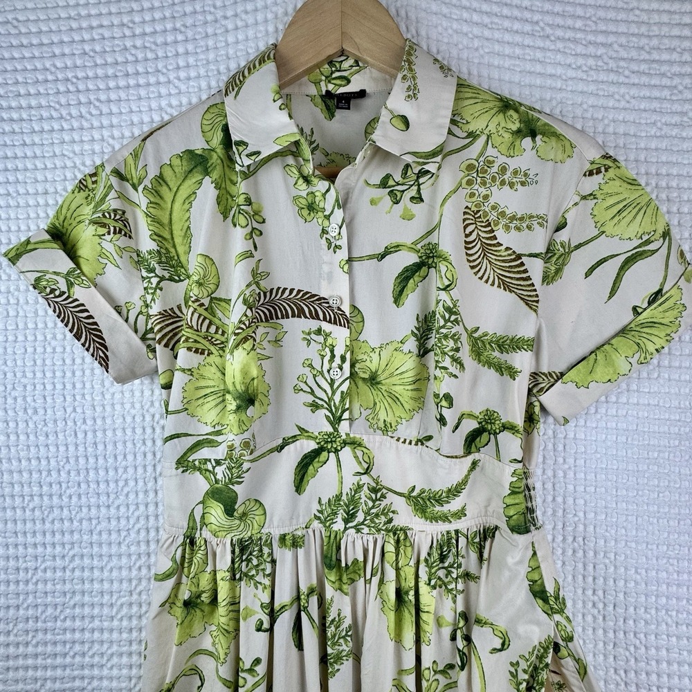 TALBOTS Modern Poplin Smocked Midi Dress size 4 Branching Floral EUC  P252036174 - Picture 5 of 16